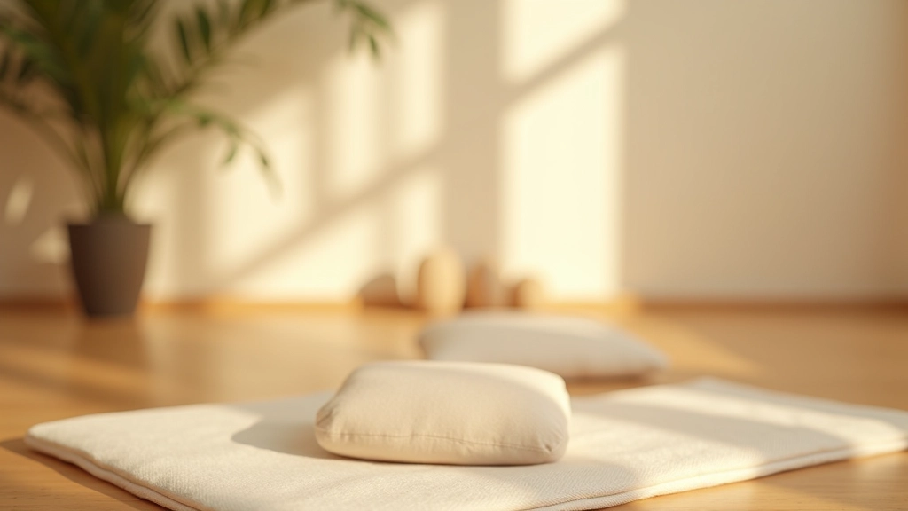 Serene meditation space with natural light, peaceful mindfulness environment in Hong Kong studio setting